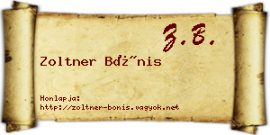 Zoltner Bónis névjegykártya